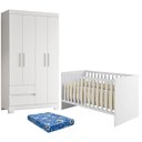 Ver imagem 1 de Berço Nacional Life 2186 com Colchão Ortobom com Guarda Roupa Olimpia 4 Portas Branco Flex - Móveis