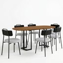 Ver imagem 2 de Mesa Retangular Alina 180cm Cinamomo Preto com 6 Cadeiras Barcelona N01 Couríssimo Preto Linho