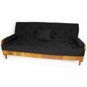 Ver imagem 5 de Sofá Cama Paris Ripado Sarja Preto Madeira Nobre