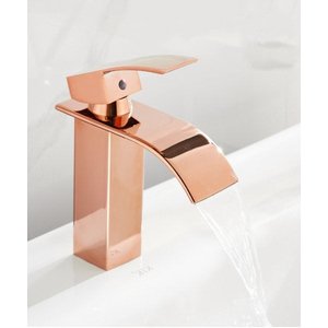 Torneira Banheiro Gourmet Premium Misturador Monocomando Bica Baixa T103-04 Rosa Gold Luuk Young