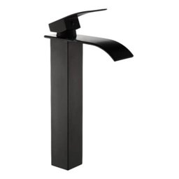 Torneira Cascata Com Misturador Monocomando Bica Alta Banheiro Cuba ou Mesa 103-04l Preto Luuk Young - 1