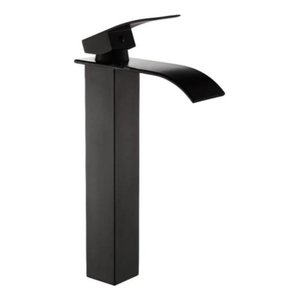 Torneira Cascata Com Misturador Monocomando Bica Alta Banheiro Cuba ou Mesa 103-04l Preto Luuk Young