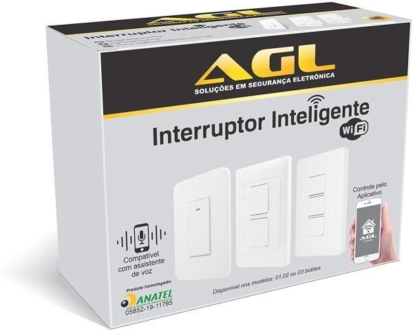 INTERRUPTOR INTELIGENTE WIFI TOUCH AGL 2 TECLAS CINZA - UNIDADE - 2