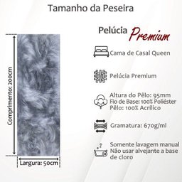 Peseira Premium Pelúcia Pelo Alto Cama Casal Queen Size 2,2mx50cm: Branco - 4