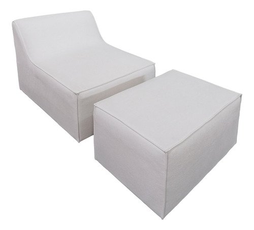 Chaise Tiktok Sofá Cama 2 Lugares com Puff Branco para Redes Sociais Bz Home Decor