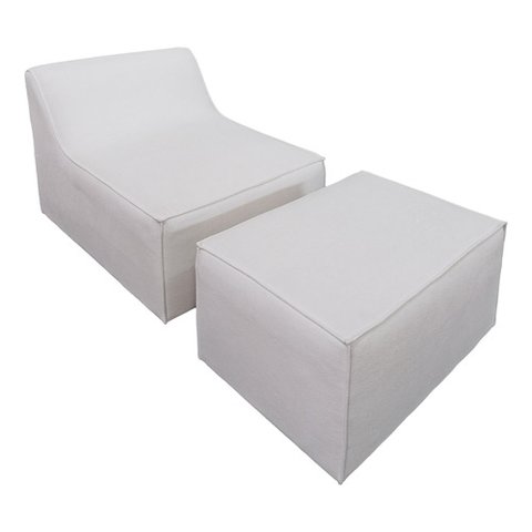 Chaise Tiktok Sofá Cama 2 Lugares com Puff Branco para Redes Sociais Bz Home Decor