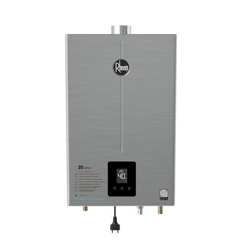 Aquecedor de Água a Gás Digital Rheem 20 Litros Gn Bivolt Aço Inox