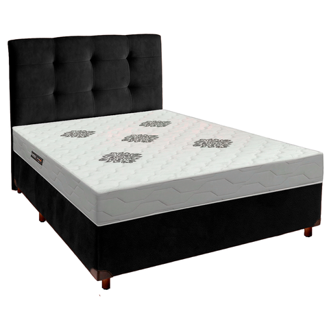 Kit Cama Box + Cabeceira + Colchão Casal D28 Confort Premium Inovaflex