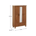 Ver imagem 3 de Guada-Roupa 3 Portas 2 Gavetas com Espelho 100% Madeira Maciça Bronze Marrom/Castanho