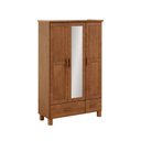 Ver imagem 2 de Guada-Roupa 3 Portas 2 Gavetas com Espelho 100% Madeira Maciça Bronze Marrom/Castanho