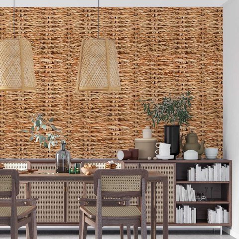 Papel de Parede Adesivo Corda de Palha Trançada - 2,5m
