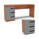 Ver imagem 1 de Conjunto Escritório Escrivaninha e Mesa Auxiliar 3 Gavetas 40cm Lisboa Politorno Móveis