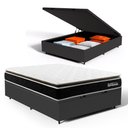 Ver imagem 1 de Cama Box Baú com Colchão de Molas Ensacadas Pillow Top Black Spring D70 Casal 138cm