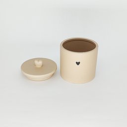 Pote de Cerâmica com Tampa Heart 15cm Lyor Bege - 2