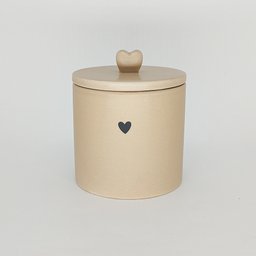 Pote de Cerâmica com Tampa Heart 15cm Lyor Bege - 1