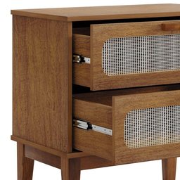 Kit 2 Mesas de Cabeceira 2 Gavetas Santorini Amêndoa 60 Cm com Tela Indiana - Bege - 5 Kit 2 Mesas de Cabeceira 2 Gavetas Santorini Amêndoa 60 Cm com Tela Indiana - Bege - 5