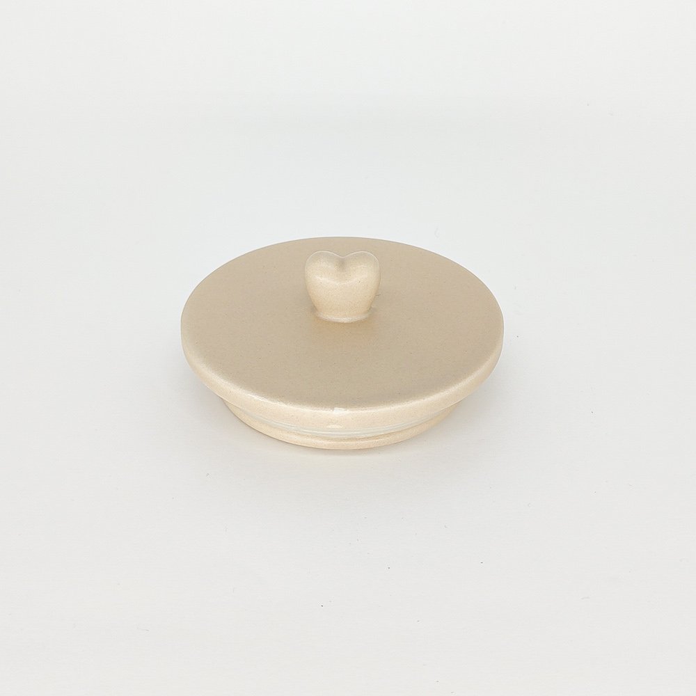 Pote de Cerâmica com Tampa Heart 12cm Lyor Bege - 5