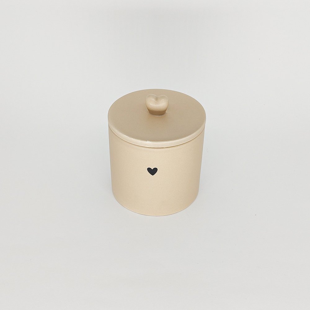 Pote de Cerâmica com Tampa Heart 12cm Lyor Bege - 2