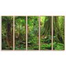Kit 5 Quadros 90x150cm Coleção Zatiak Paisagem Selva Canvas Flutuante Natural - Oppen House - 1