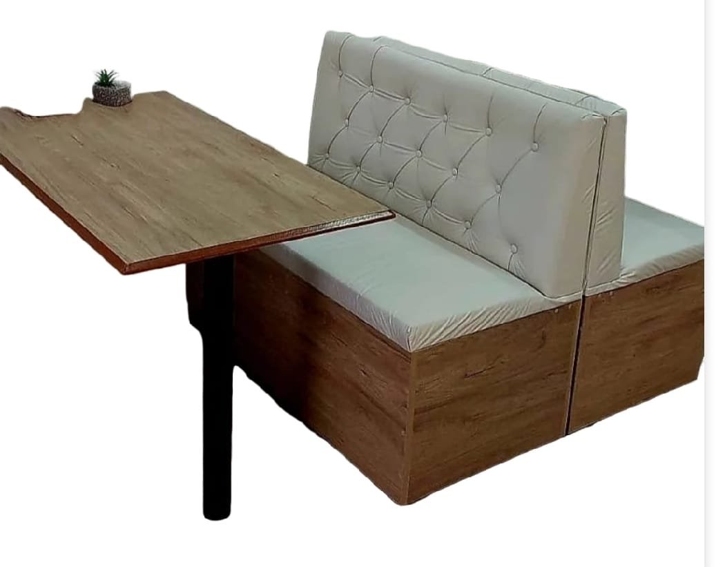 Conjunto Base Amadeirada 2 Poltronas e 1 Mesa 1.10m o Rei Das Poltronas Conjunto Booth - 2