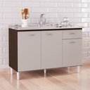Ver imagem 2 de Balcão Gabinete de Pia para Cozinha 120cm 3 Portas Classic P11 Chocolate/Off White - Mpozenato