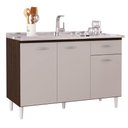 Ver imagem 1 de Balcão Gabinete de Pia para Cozinha 120cm 3 Portas Classic P11 Chocolate/Off White - Mpozenato