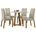 Ver imagem 1 de Mesa de Jantar Lectus 120 Cm com Vidro Ype Off White e 4 Cadeiras Mariana Veludo Nude – New Ceval