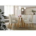 Ver imagem 4 de Mesa de Jantar Lectus 120 Cm com Vidro Ype Off White e 4 Cadeiras Mariana Veludo Nude – New Ceval