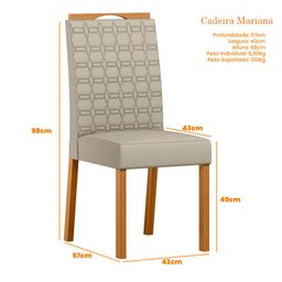 Mesa de Jantar Lectus 120 Cm com Vidro Ype Off White e 4 Cadeiras Mariana Veludo Nude – New Ceval - 3