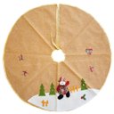 Ver imagem 1 de Saia para Árvore de Natal Linho Bege e Dourado Pelúcia Boneco de Neve 90cm - Master Christmas