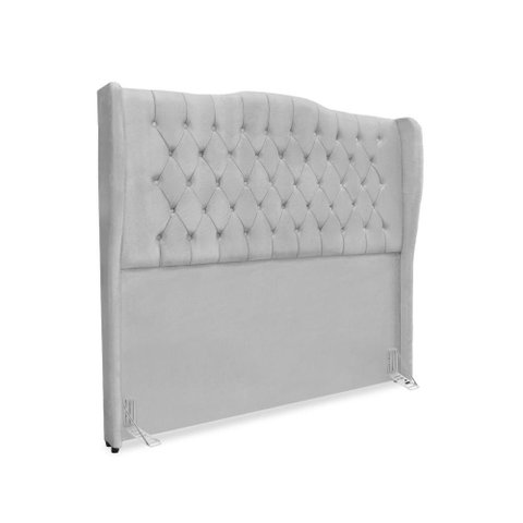 Cabeceira de Cama Box Casal 140 Cm Dubai Premium - Veludo Cinza