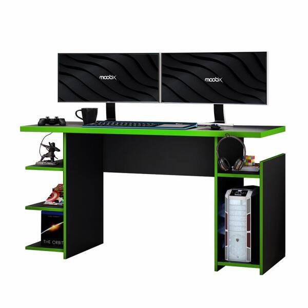 Kit Cadeira Escritório Giratória Viena + Mesa Gamer MX Verde com Gancho para HeadSet - MOOBX - 2