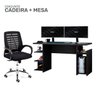 Kit Cadeira Escritório Giratória Viena + Mesa Gamer MX Preta com Gancho para HeadSet - MOOBX - 1