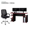 Kit Cadeira Escritório Giratória Viena + Mesa Gamer MX Vermelha com Gancho para HeadSet - MOOBX - 1