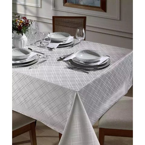 Toalha de Mesa Festa Natal Quadrada 4 Lugares Requinte Ii Dohler Prata