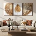 Ver imagem 5 de Kit 3 Quadros Folhagem Palha Nude Moldura:tabaco