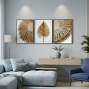 Ver imagem 7 de Kit 3 Quadros Folhagem Palha Nude Moldura:tabaco