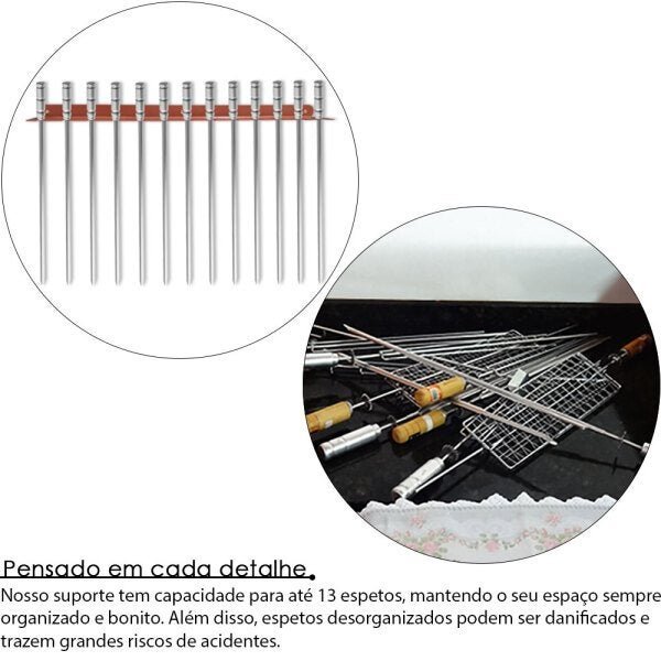Suporte de Espetos para 13 Espetos - Cobre - Loja da Isa