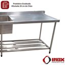Ver imagem 5 de Pia Inox com Prateleira Gradeada e 2 Cubas - Modelo 05 - Inox 430 - 200x70x90 Cm - Cubas 60x50x30 Cm