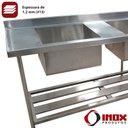 Ver imagem 6 de Pia Inox com Prateleira Gradeada e 2 Cubas - Modelo 05 - Inox 430 - 200x70x90 Cm - Cubas 60x50x30 Cm