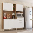 Ver imagem 2 de Kit Cozinha Compacta Completa 7 Portas Armário Amêndola/ Branco