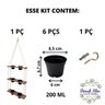 Horta Suspensa Vertical- Jardim Vertical-Floreira com 6 Vasos Cor:Ipê - 5