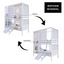 Ver imagem 6 de Beliche Casinha Reta com 02 Janelas Escorregador e Cortina Madeira Maciça Branco/ Rosa Housin