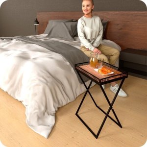 Mesinha Dobrável Com Bandeja Para Café da Manhã Preto Fosco