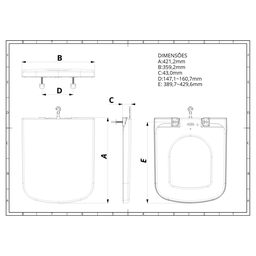 Assento Tampa para Vaso Sanitário Almofadado Compatível Lírio Branco Durín - 5
