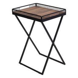 Mesa de Canto Para Sala Dobrável Com Bandeja Preto Fosco - 3