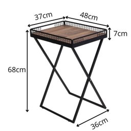 Mesa de Canto Para Sala Dobrável Com Bandeja Preto Fosco - 5