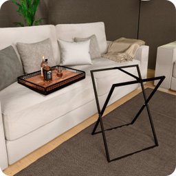 Mesa de Canto Para Sala Dobrável Com Bandeja Preto Fosco - 2