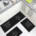 Ver imagem 1 de Jogo Tapete Cozinha Preto Algodão Antiderrapante 3 Peças Chefe Cinza