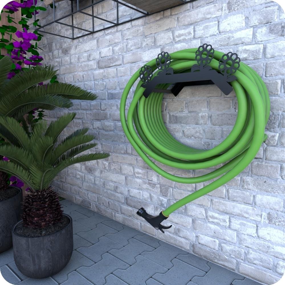 Suporte Enrolador De Mangueira De Jardim Flor Preto - 3